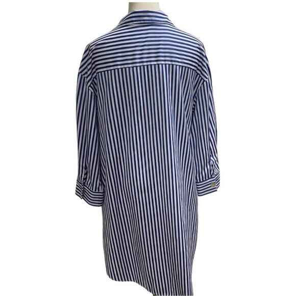 Zara Blue White Striped Collared Tunic Long Sleeve Shirt Dress Size Medium - Picture 3 of 8
